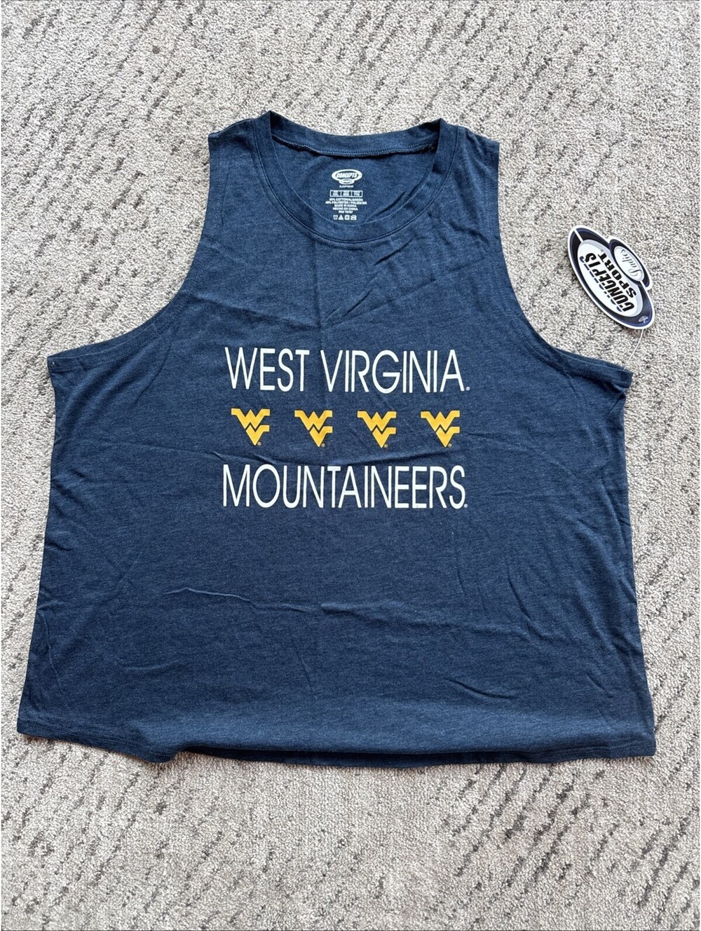 Women’s West Virginia Mountaineers Shirt XXL Sleeveless T Shirt NWT Fangear